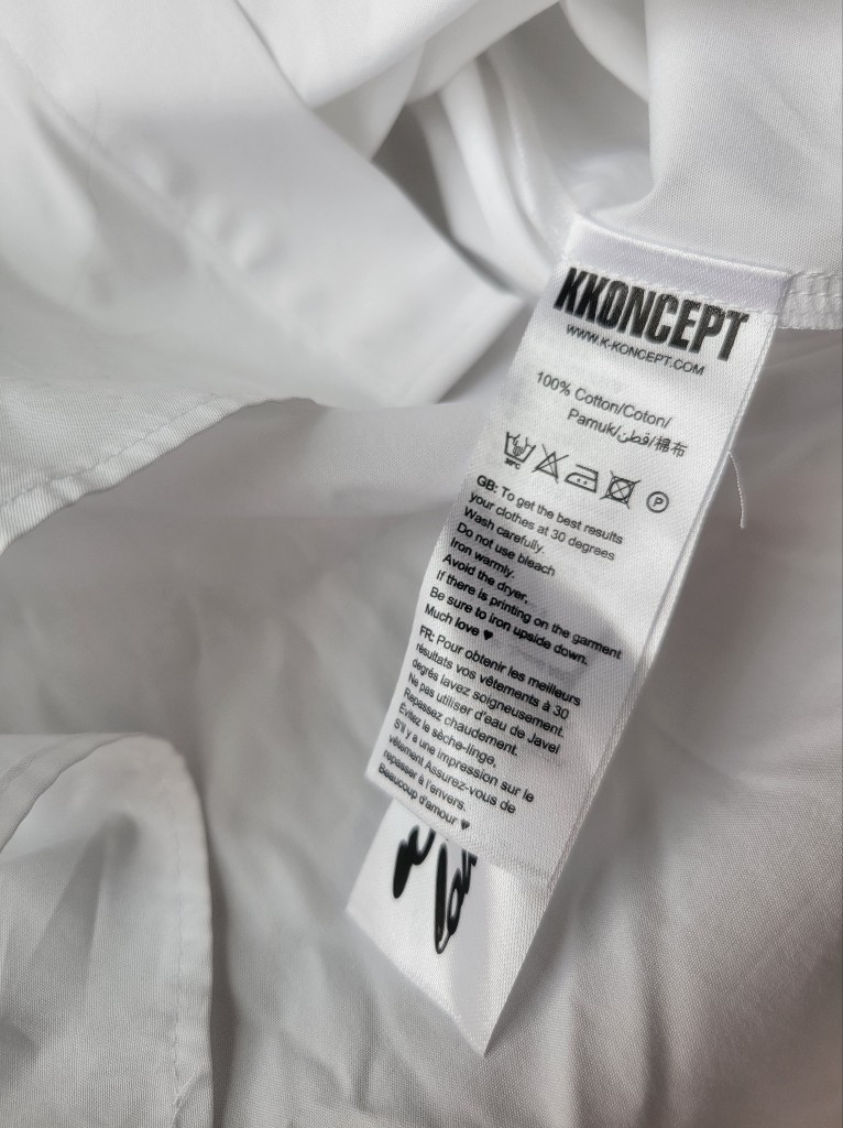 Kkoncept Her Black Rose Tie Shirt Button Down White Medium Nwt — image 7 of 7